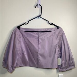 Ellen Tracy Purple Puff Sleeve Crop Blouse